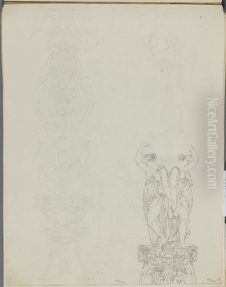 Utkast till dekoration Oil Painting by Louis Masreliez