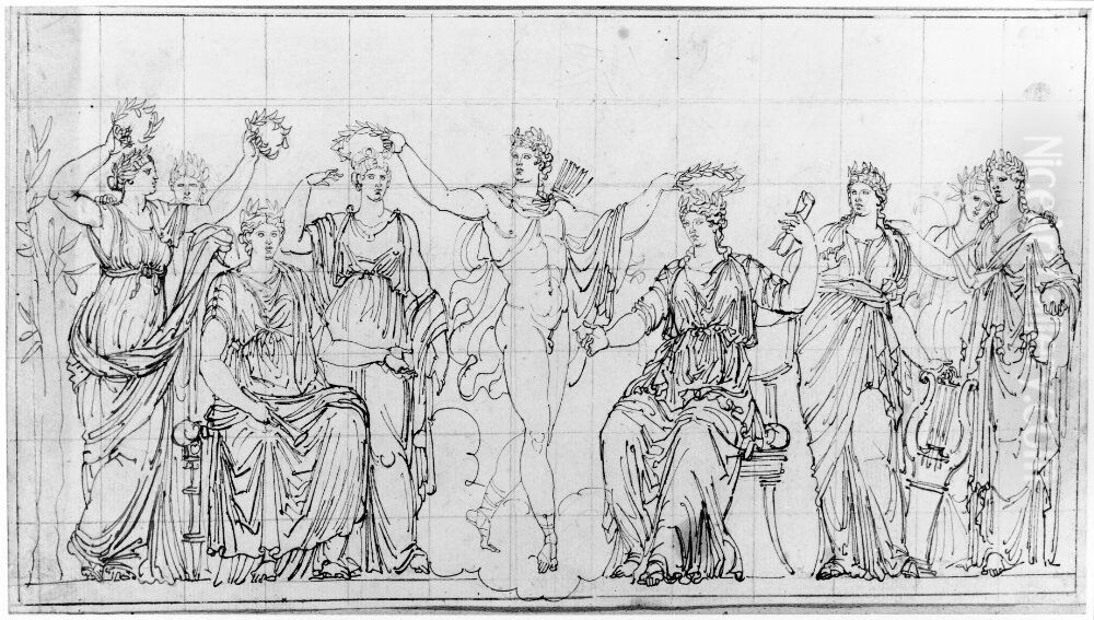 Apollon och muserna Oil Painting by Louis Masreliez