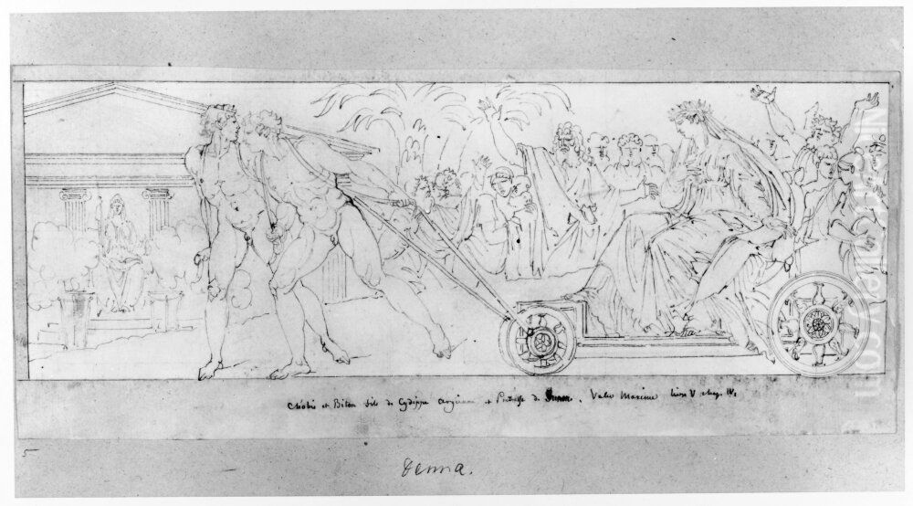 Cleobis och Biton Oil Painting by Louis Masreliez