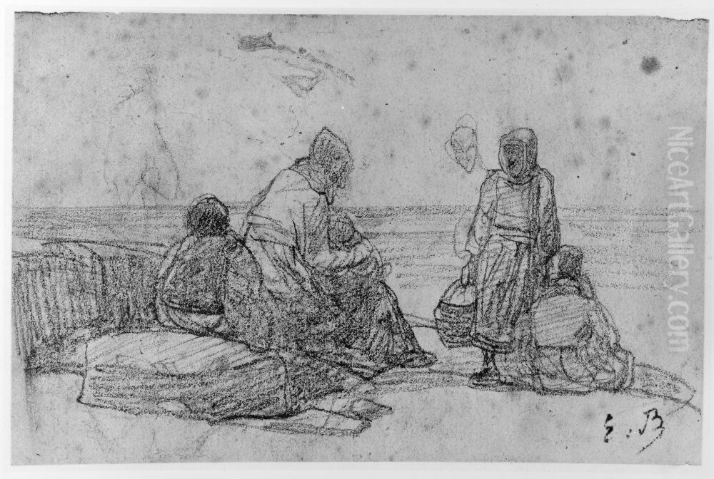 Kvinnorna pa stranden Oil Painting by Eugene Louis Boudin