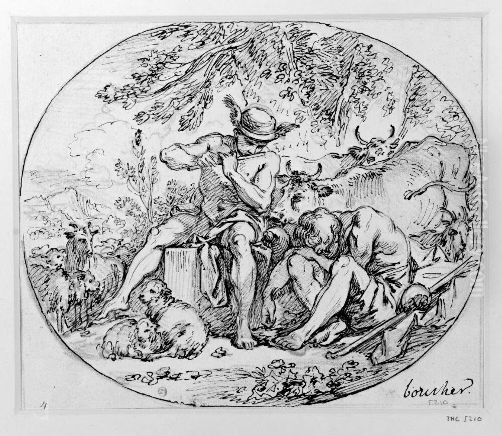 Hermes sover Argus Oil Painting by Francois Boucher