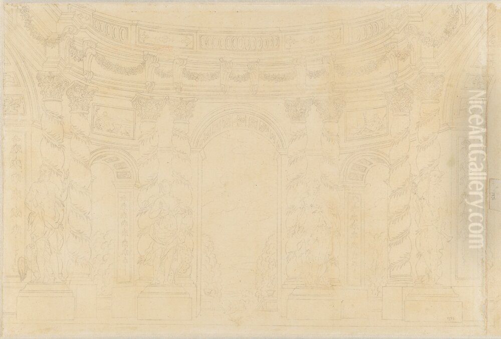 Teaterdekoration Oil Painting by Edme Bouchardon