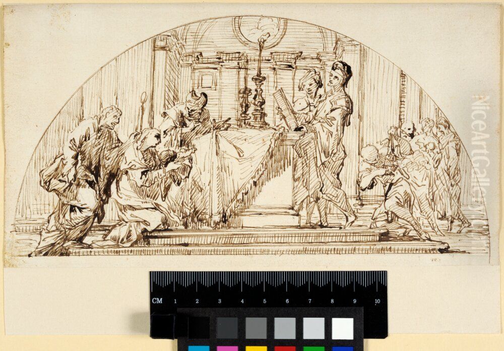 The Presentation in the Temple. Lunette Oil Painting by Thomas Blanchet