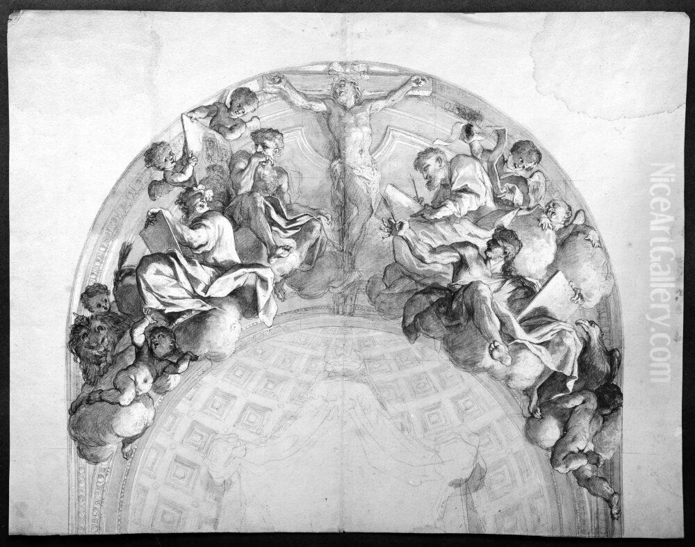 Kristus och evangelisterna Oil Painting by Thomas Blanchet