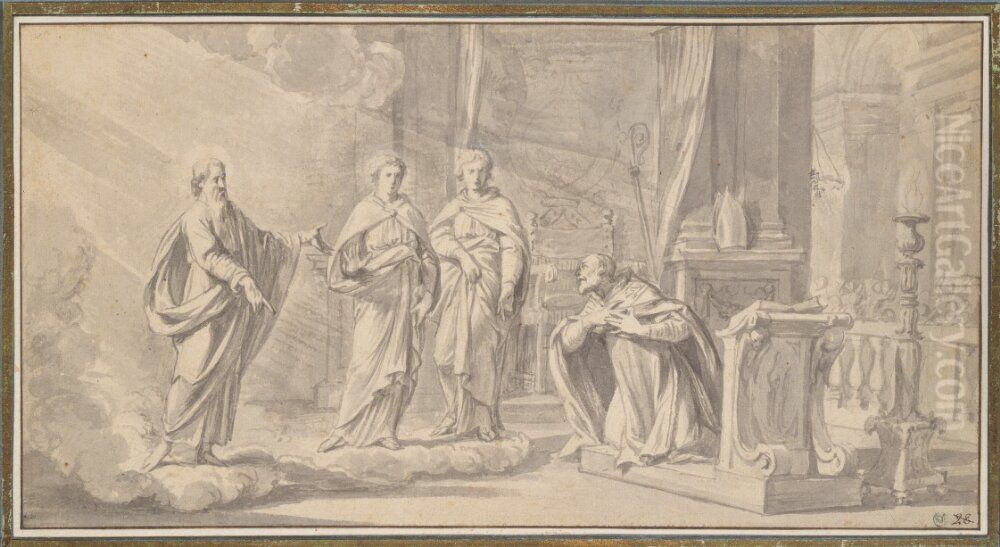 St. Gervais and St. Protais Reveal Themselves to Ambrose of Milan Oil Painting by Philippe de Champaigne