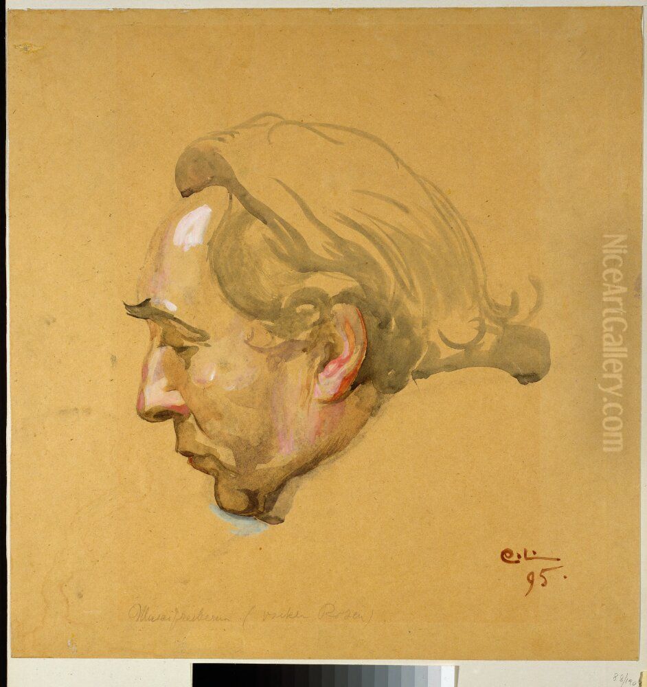 Sergel-fresken. Studie till Sergels huvud Oil Painting by Carl Larsson