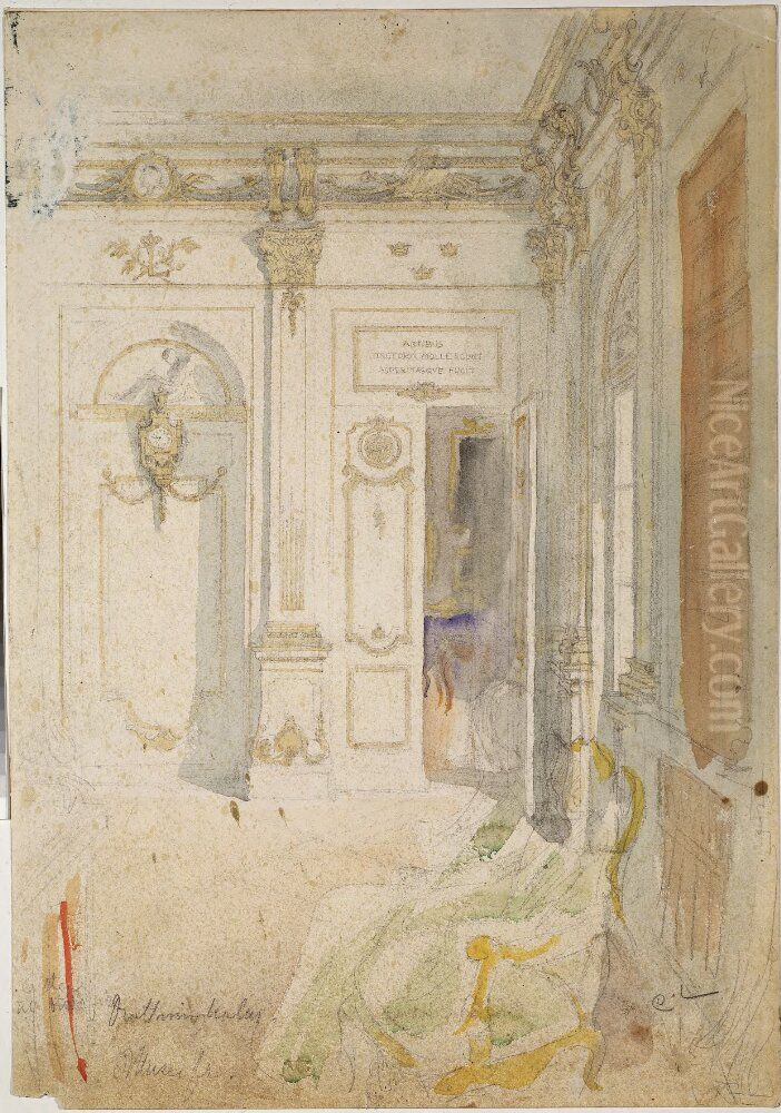 Preliminary Drawing for the Lovisa Ulrika Fresco in the Staircase of Nationalmuseum, Stockholm Oil Painting by Carl Larsson