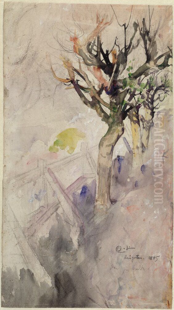 Study of a Tree Oil Painting by Carl Larsson