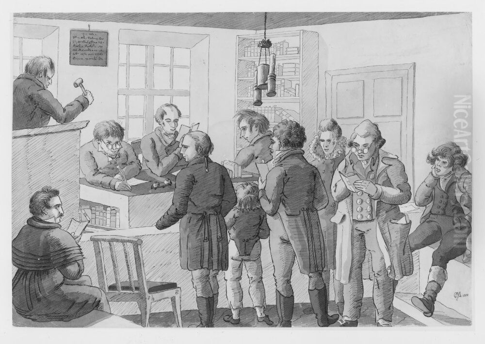 Bokauktionskammaren Oil Painting by Carl Johan Ljunggren