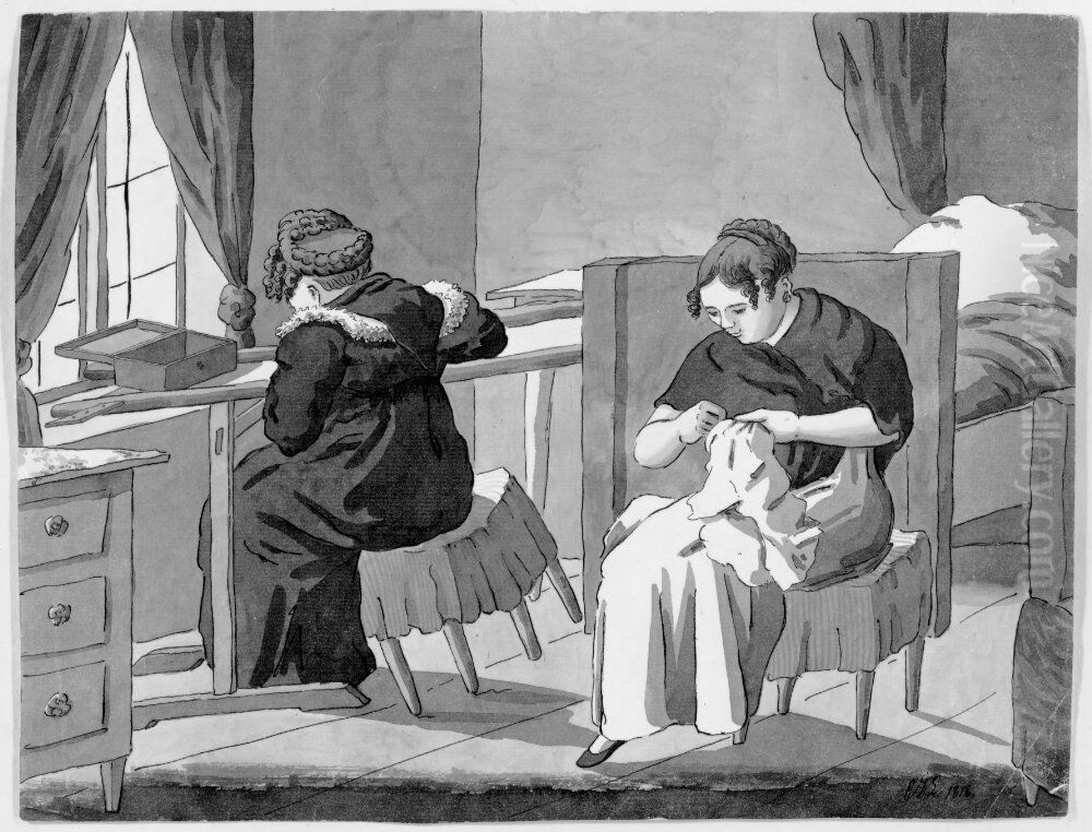 Genre Oil Painting by Carl Johan Ljunggren