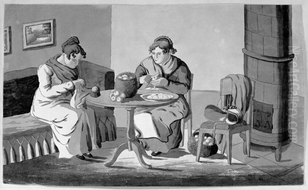 Genre Oil Painting by Carl Johan Ljunggren