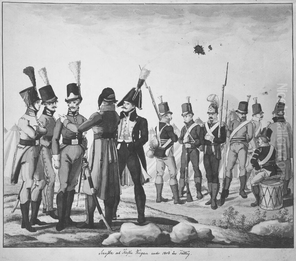 Militara uniformer Oil Painting by Carl Johan Ljunggren