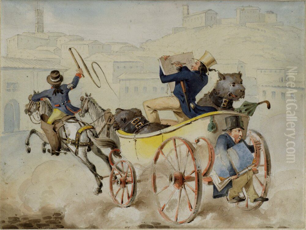 Den italienske konstnaren Oil Painting by Carl Jacob Lindstrom