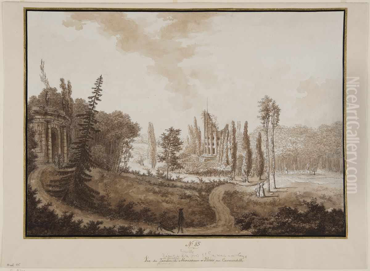 Kolonnhuset och Pantemplet i Desert de Retz Oil Painting by Louis Carrogis Carmontelle