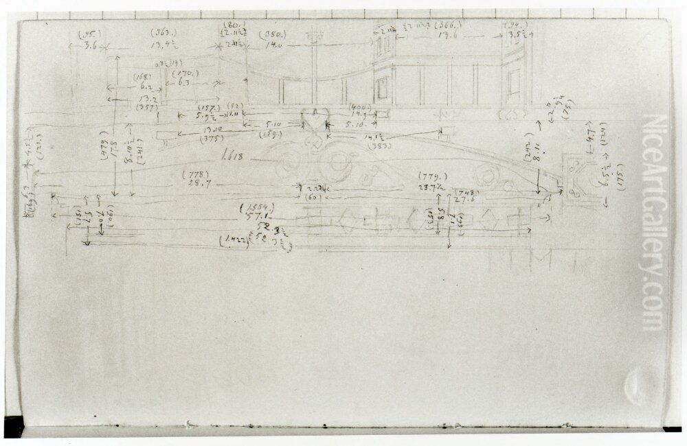 Skissbok. Planritningar av diverse moskeer i Konstantinopel och kyrkor i Italien Oil Painting by Baltzar Cronstrand
