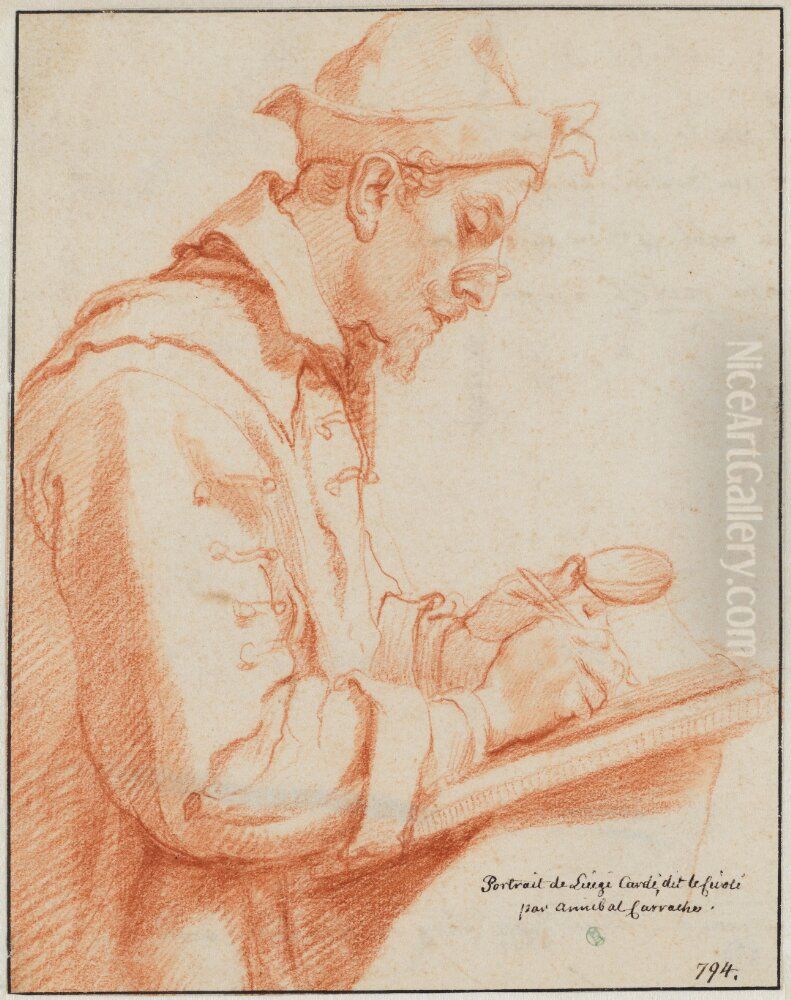 Portrait of the Artist Ludovico Cardi, called Cigoli Oil Painting by Annibale Carracci