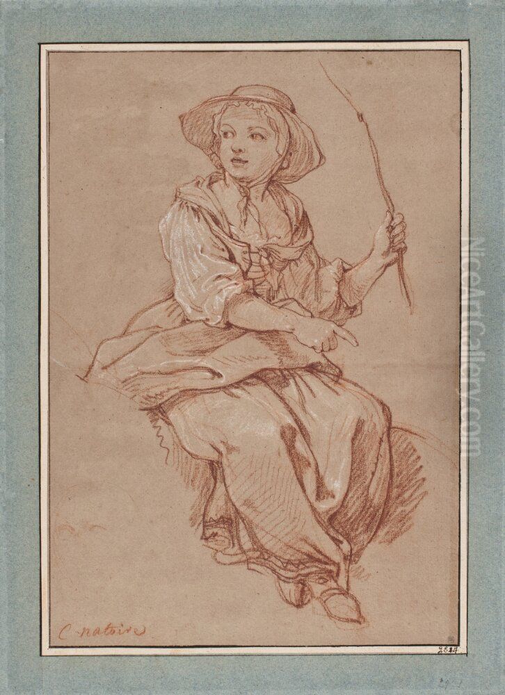 Dulcinea seated Oil Painting by Charles-Joseph Natoire