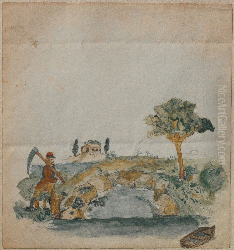 Landscape with a Lake Oil Painting by Carl Larsson