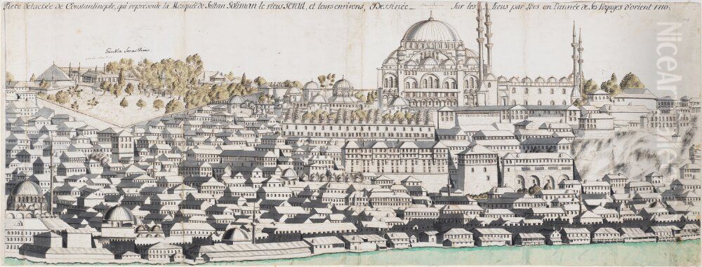 Utsikt med Sulimanmosken och gamla Seraljen Oil Painting by Cornelius Loos