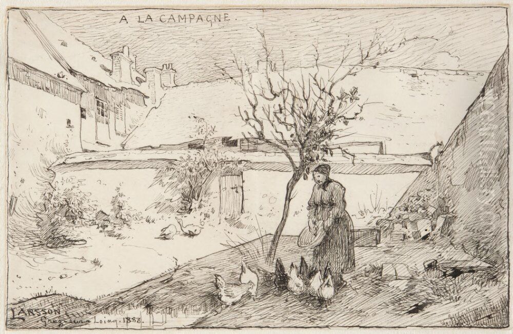 Fransk bondgard Oil Painting by Carl Larsson