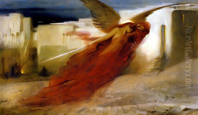 And There Was a Great Cry in Egypt Oil Painting by Arthur Hacker