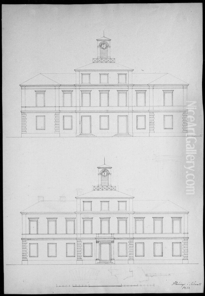 Staringe. Tva fasader Oil Painting by Per Axel Nystrom