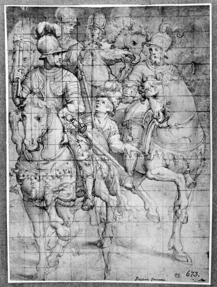 Soldiers on Horseback Oil Painting by Prospero Fontana