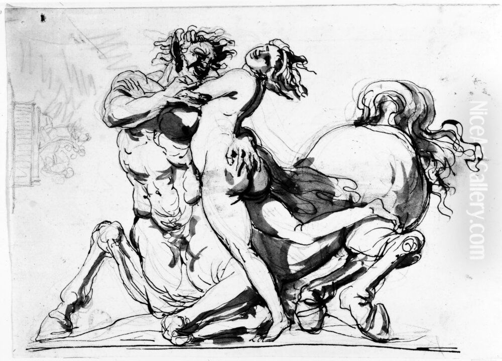 Kentaur och nymf Oil Painting by Johan Tobias Sergel