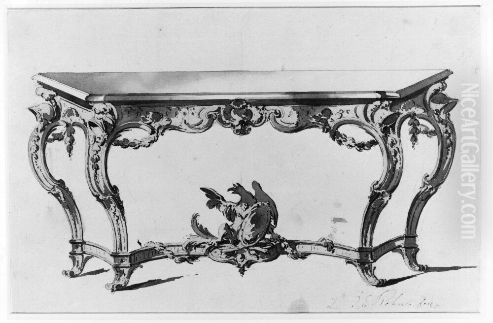 Bord med marmorskiva Oil Painting by Jean Eric Rehn