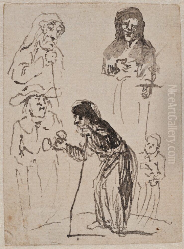 Figurstudier Oil Painting by Elias Martin