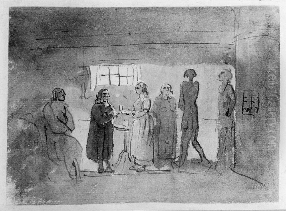 Prast pa sjukbesok Oil Painting by Elias Martin