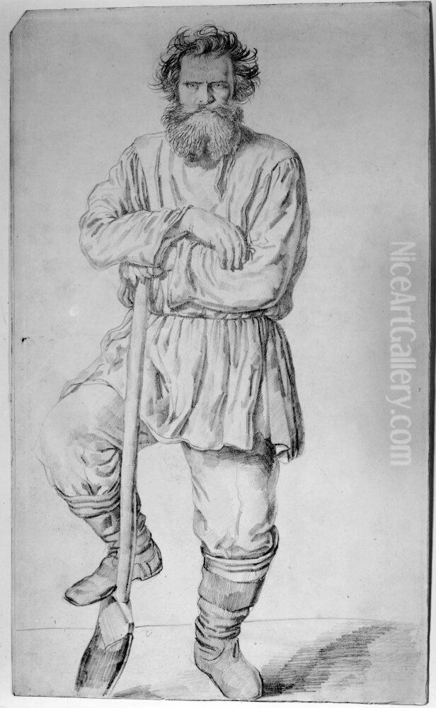 Rysk bonde. Sydryssland Oil Painting by Carl Peter Mazer