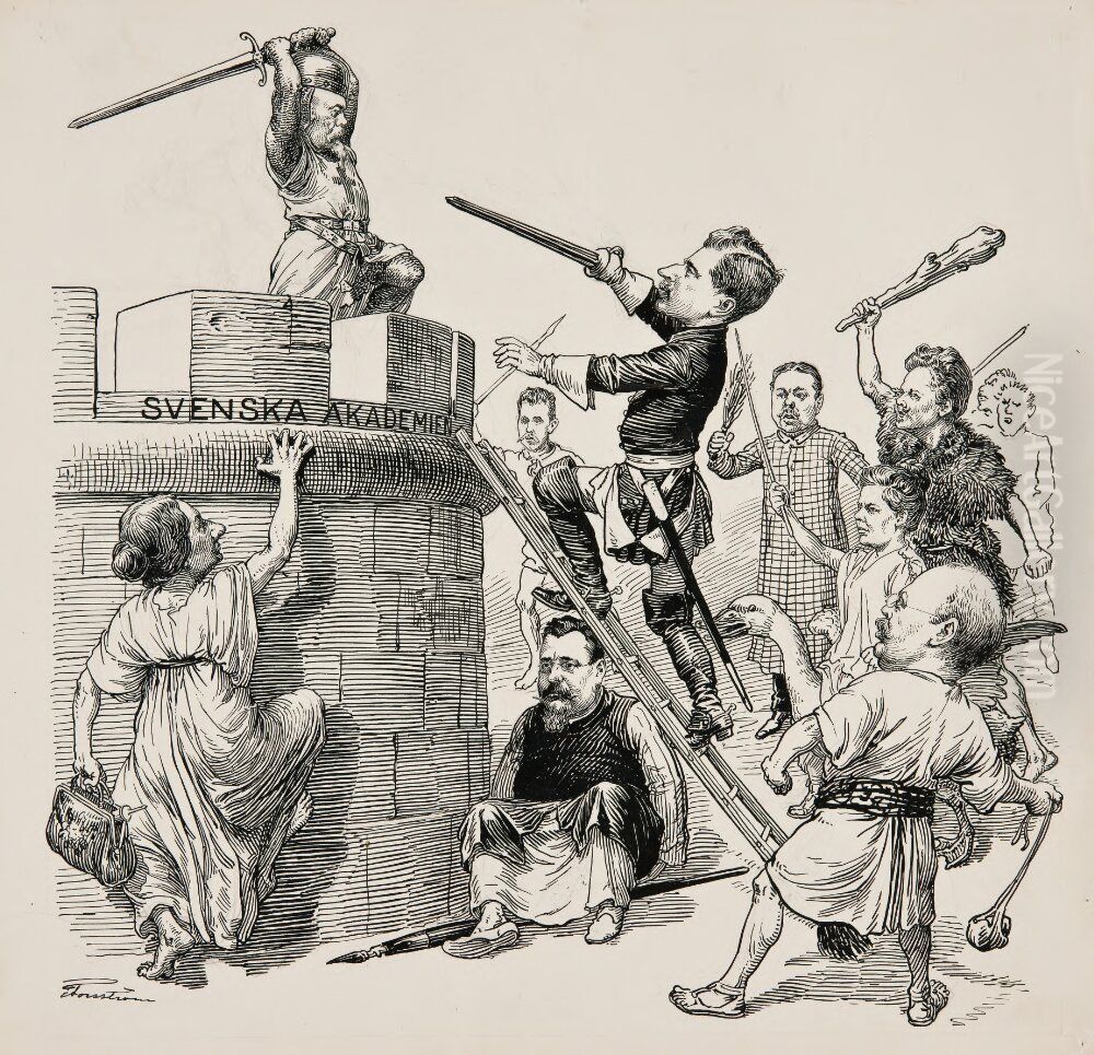 Karl Davids sista strid Oil Painting by Edvard Forsstrom