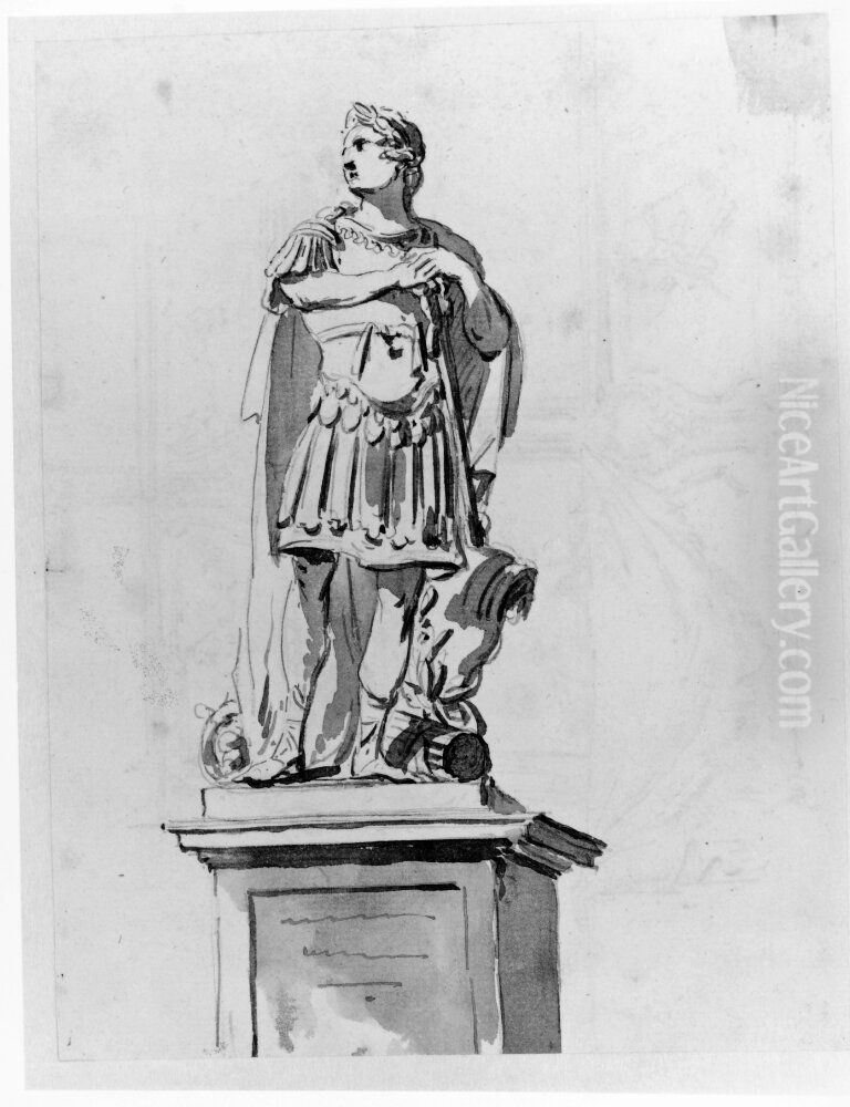 Staty av man i romersk rustning Oil Painting by Jean Eric Rehn