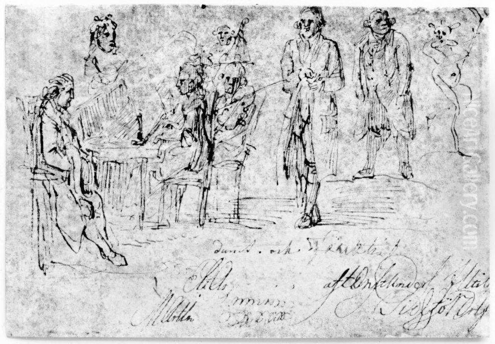 Musikstund Oil Painting by Elias Martin