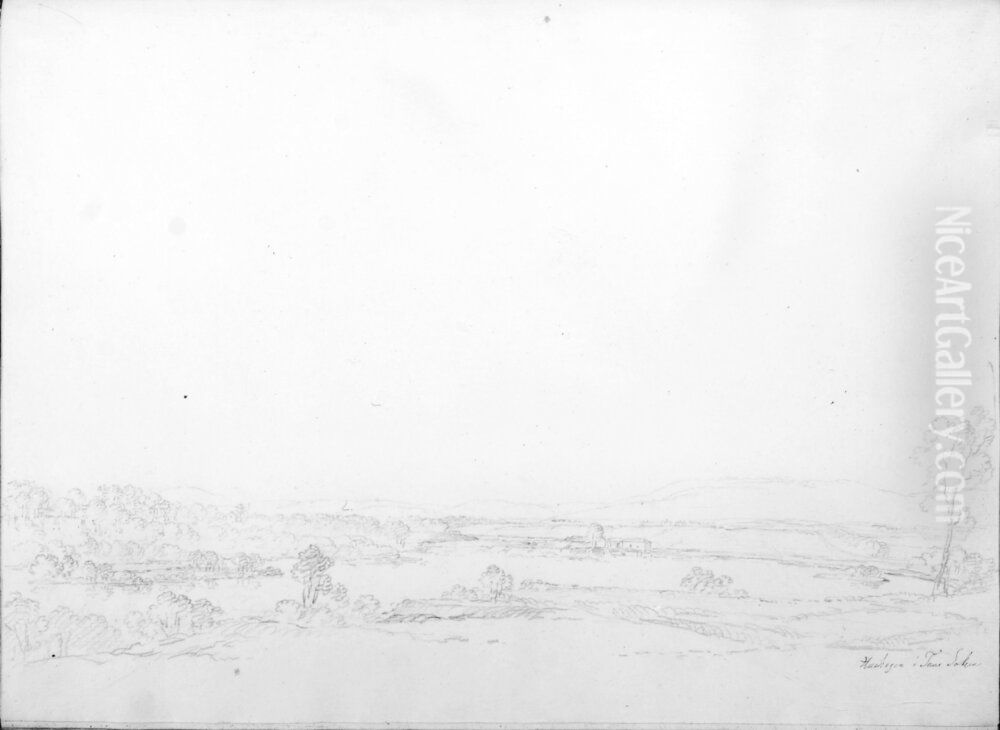 Hushagen i Tuna socken. Skissbok Oil Painting by Carl Johan Fahlcrantz