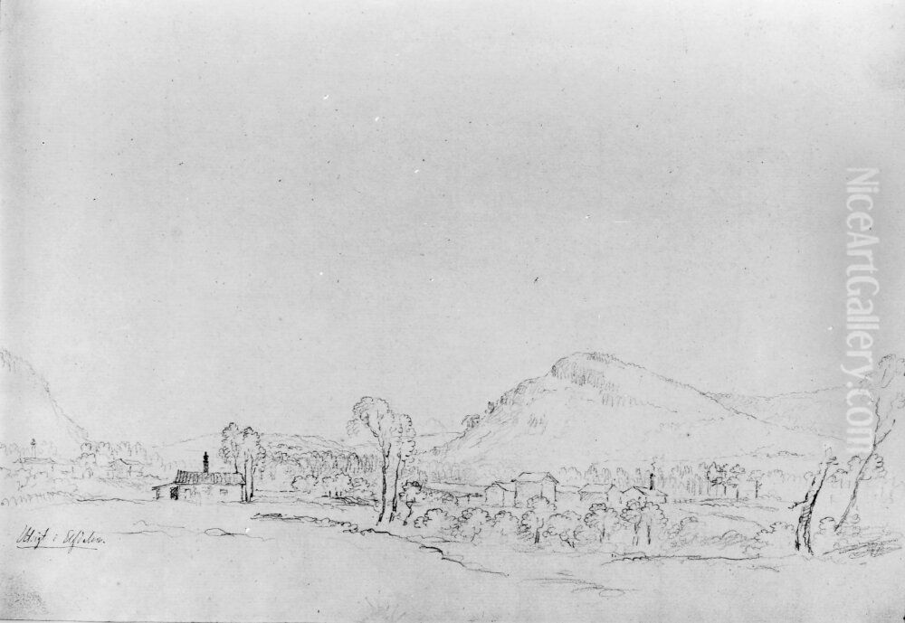 Utsikt i Alvdalen. Skissbok Oil Painting by Carl Johan Fahlcrantz