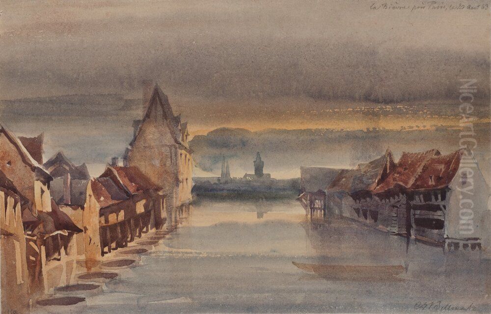 La Bievre pres de Paris Oil Painting by Carl Johan Billmark