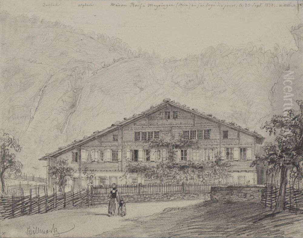 Maison Rouf a Meyeringen, Stein, ou j'ai loge dix jours Oil Painting by Carl Johan Billmark