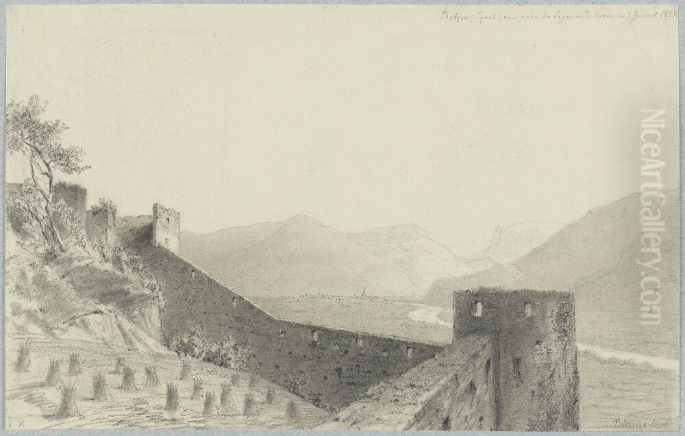 Botzen, Tyrol, vue prise de Sigmundskron Oil Painting by Carl Johan Billmark