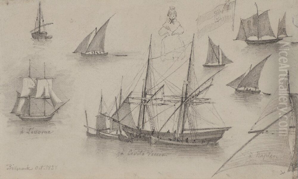 Olika battyper fran Livorno, Civita Veccia, Neapel Oil Painting by Carl Johan Billmark