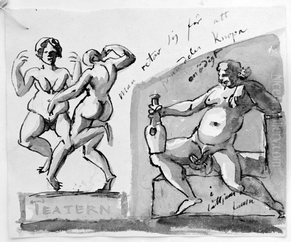 Man retar sig. Skissbok 