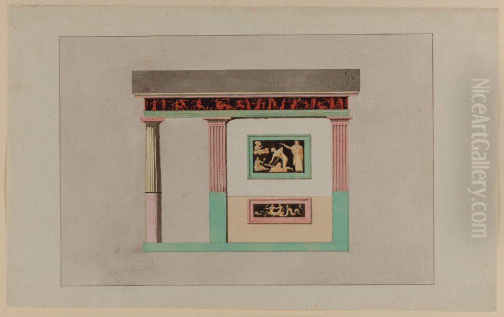 The Temple at Skarva. The Right Exterior Wall Oil Painting by Carl August Ehrensvard