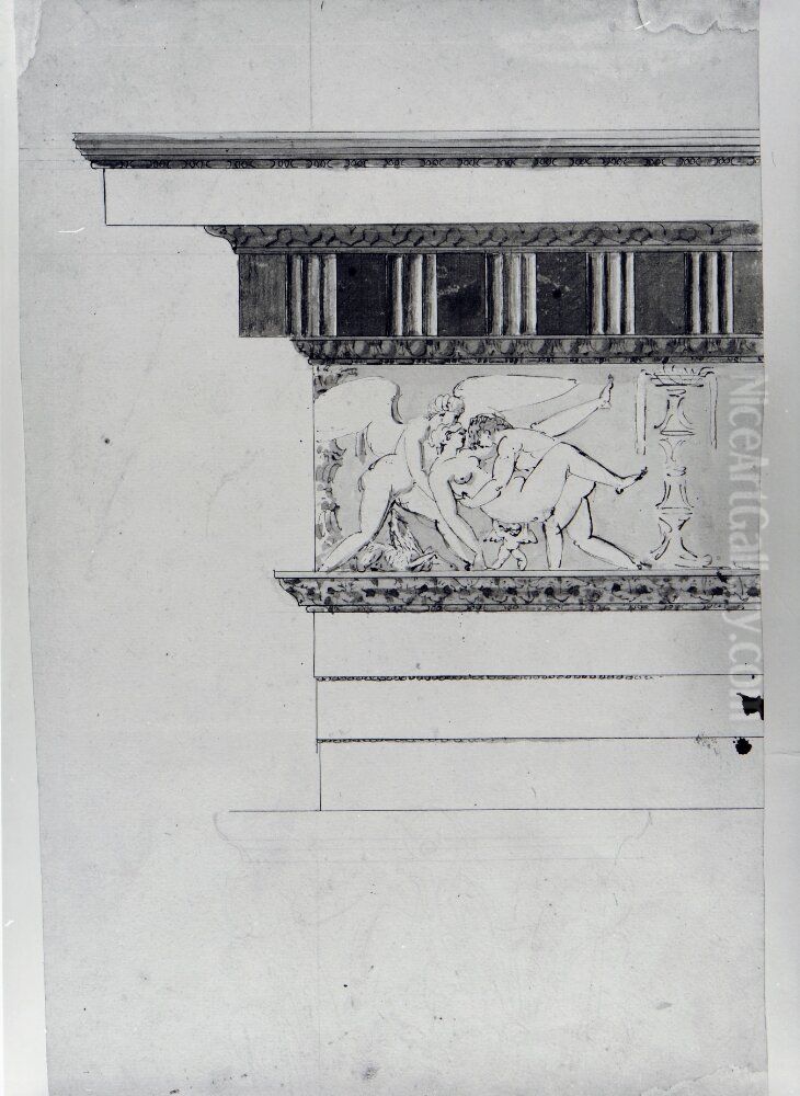 Ritning till arkitrav och fris Oil Painting by Carl August Ehrensvard