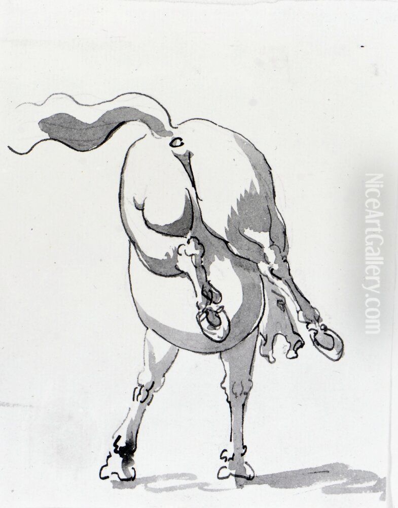 Hast som slar bakut Oil Painting by Carl August Ehrensvard