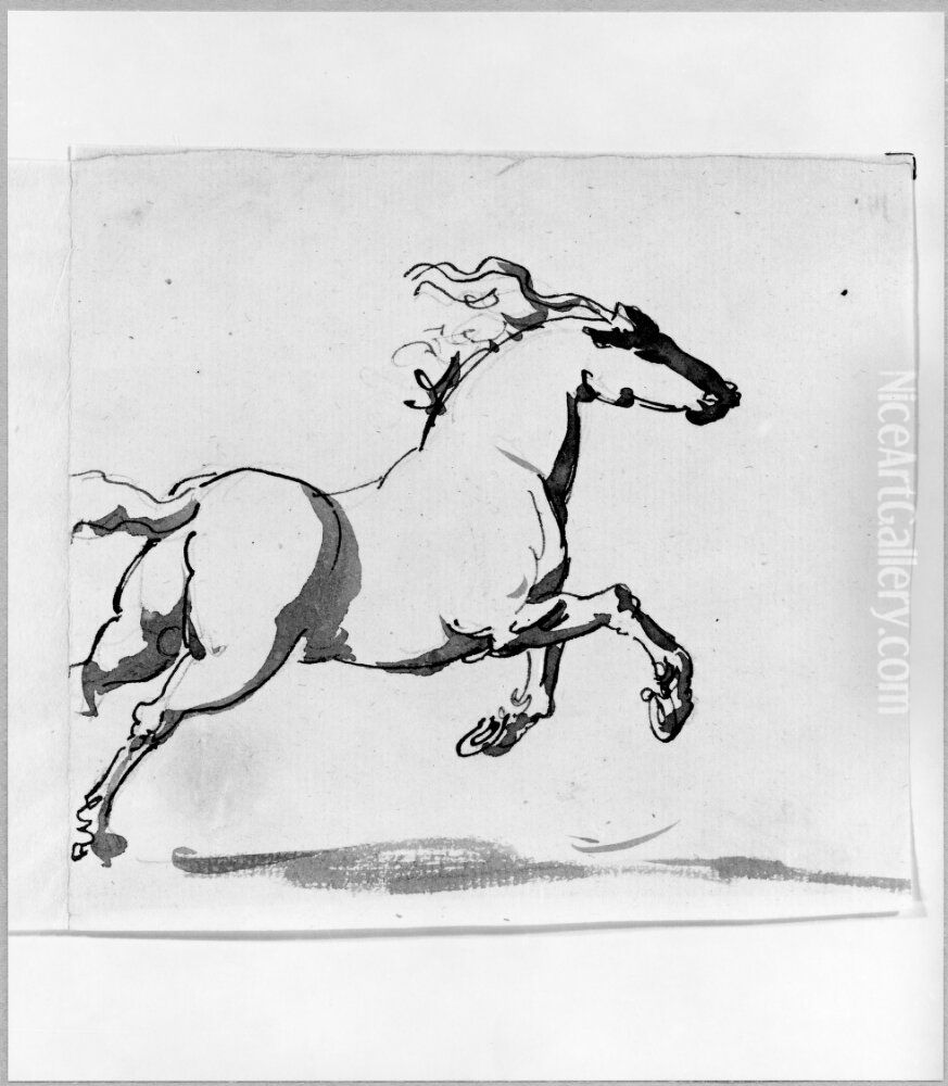 Hast i galopp Oil Painting by Carl August Ehrensvard