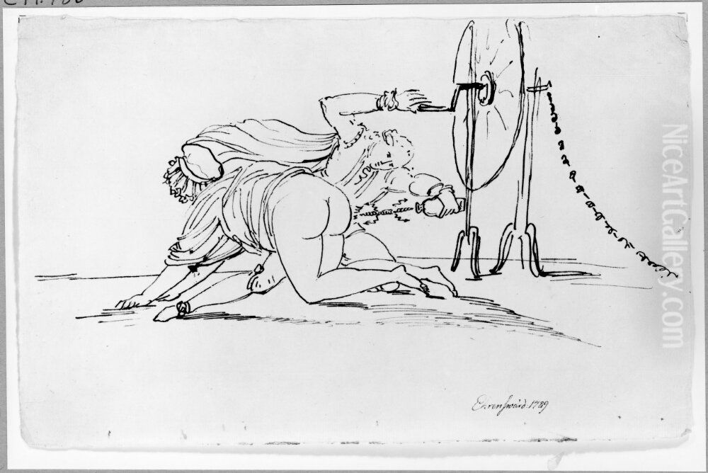 Dramatisk scen Oil Painting by Carl August Ehrensvard