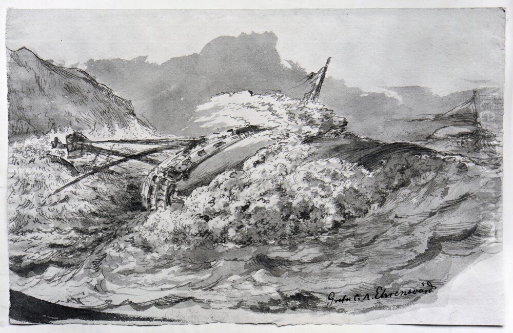 Skeppsbrott Oil Painting by Carl August Ehrensvard