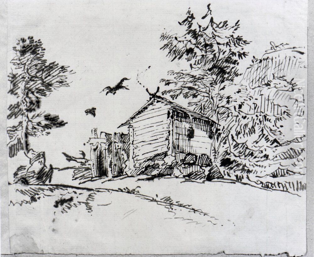 Lada och trad Oil Painting by Carl August Ehrensvard