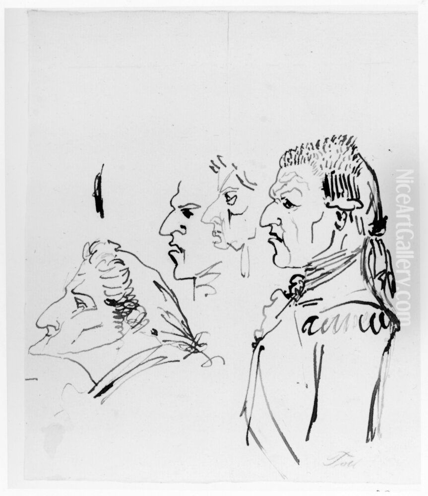 Fyra profiler Oil Painting by Carl August Ehrensvard